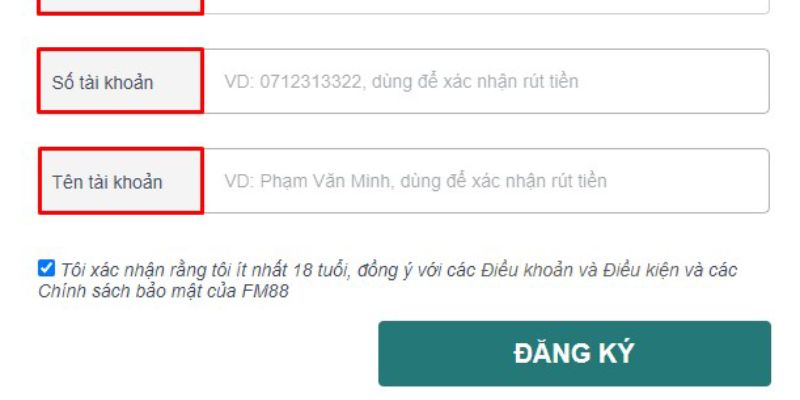 đăng ký fm88 Điền biểu mẫu đăng ký